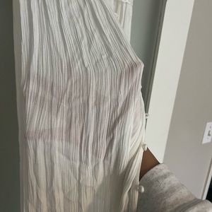 Lace and gauze button down coverup